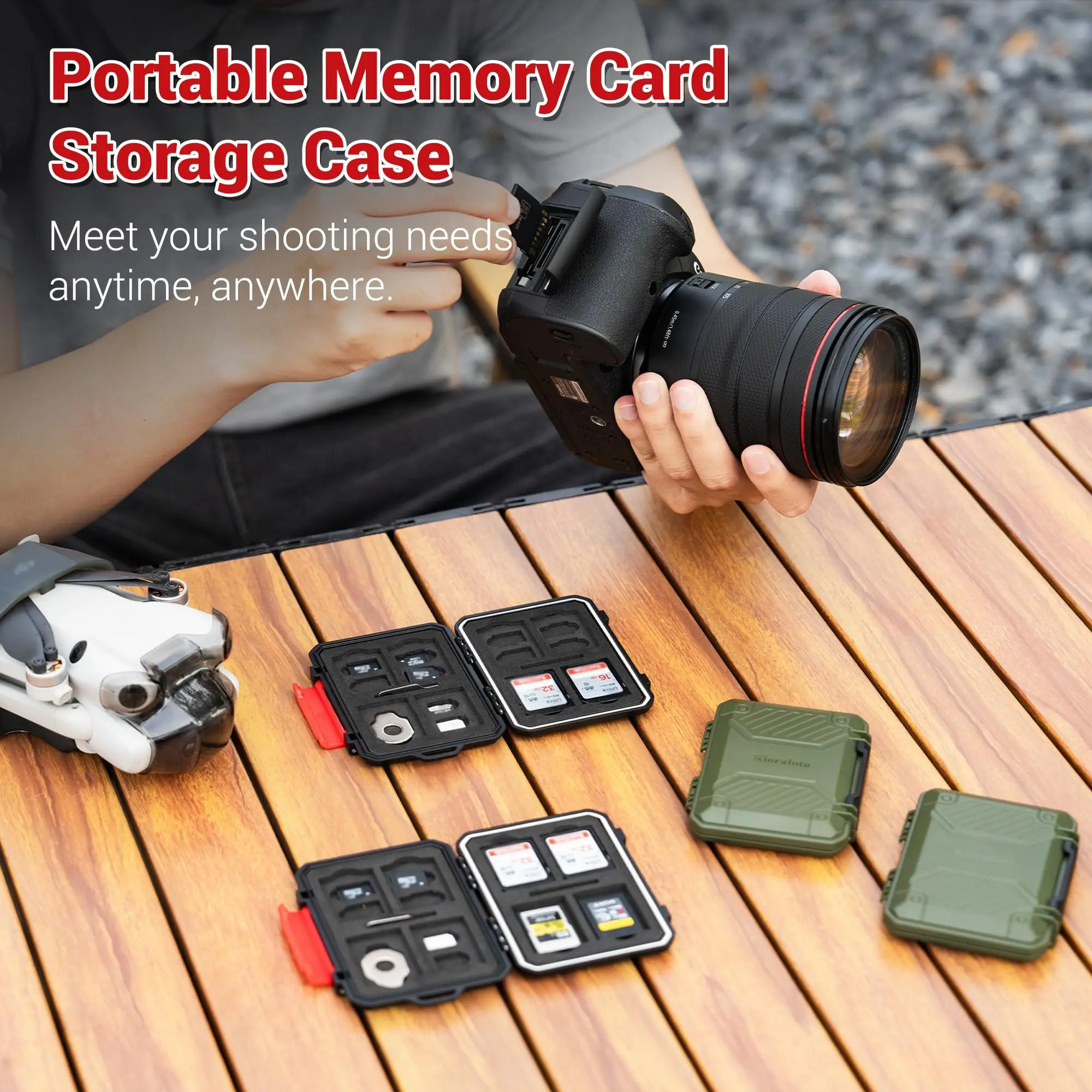 18 Slot Waterproof Memory Card Case for 8 SD SDHC SDXC Cards+4 Micro SD SDHC SDXC TF MSD Cards+4 CFexpress Type-A CFA+2 Nano SIM