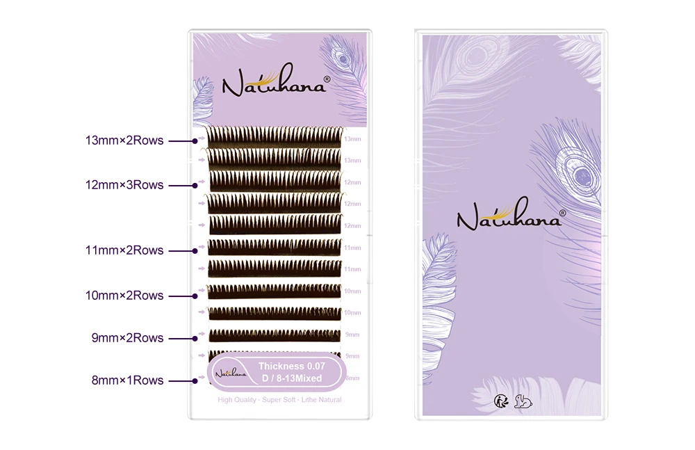 NATUHANA Braun Schwarz Nasswimpernverlängerung 0,07 mm Spikes Wimpern Manga Wispy Cosplay Typ Wimpern Flauschige Wimpern – Detail 4