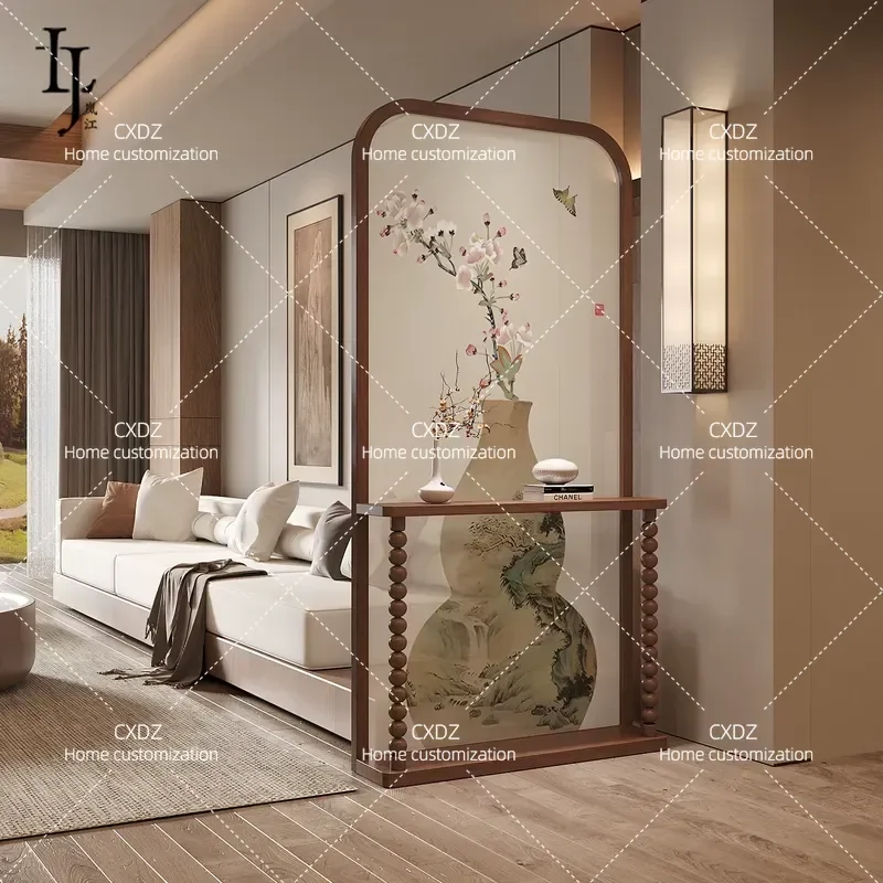 New Chinese Style Zen Gourd Screen Partition for Living Room Entrance Mobile Bedroom Divider Doorway Decor