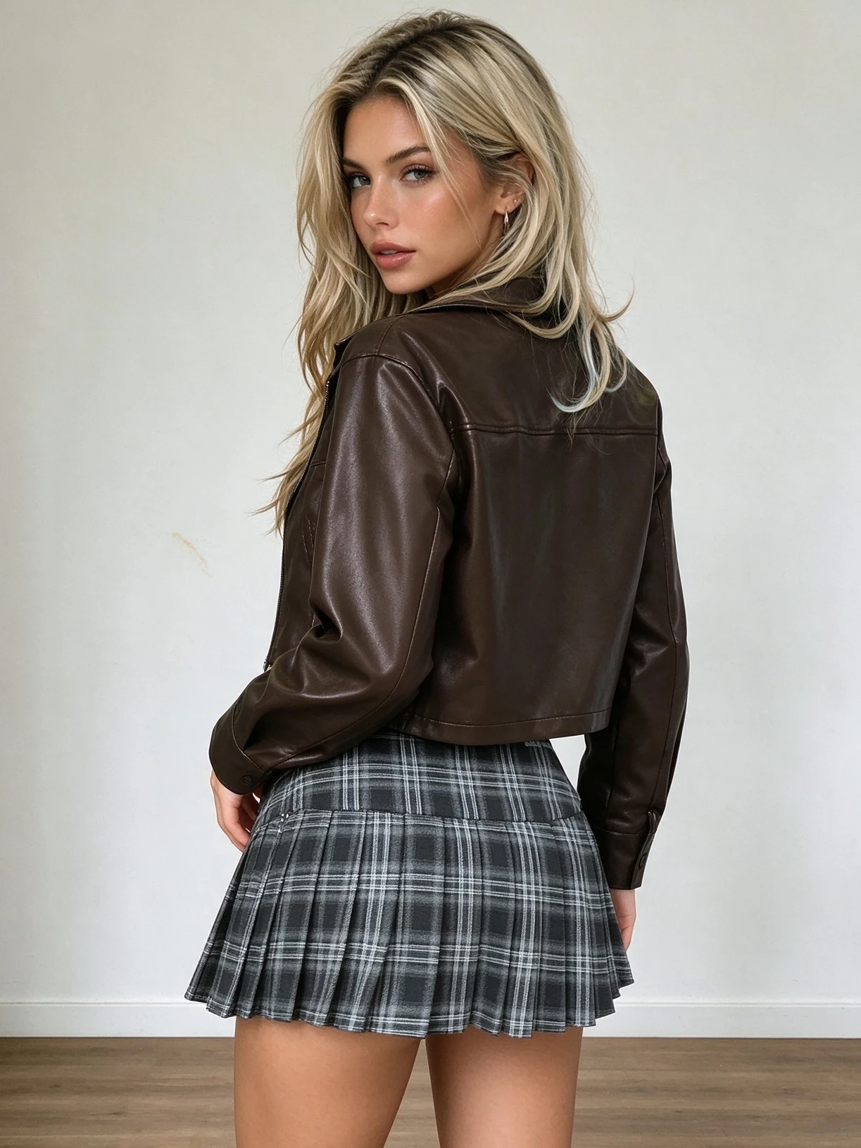 Women Fall Winter Y2K Gyaru Cute Loose Cropped Faux Leather Jacket Long Sleeve Solid Minimalist Casual Work Date Wear