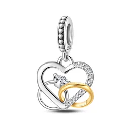 S925 Silver Lucky Star & Heart Charm Beads Fit Original Bracelet Diy Fine Jewelry Gift for Women Making Pendent Dangle