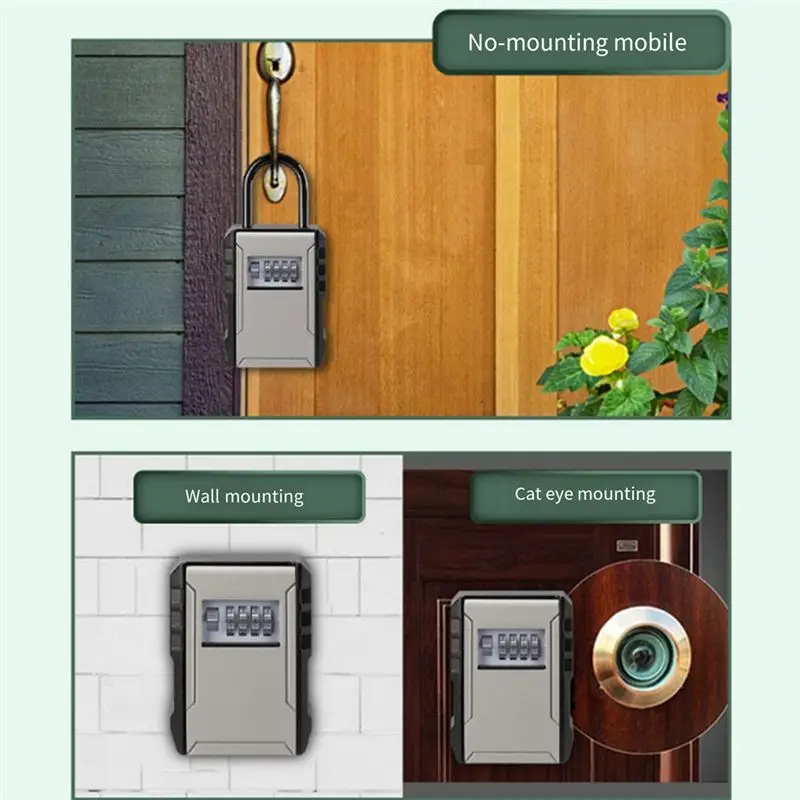 [NEW!A25P】 Large Space Design Password Key Box Gray Car Key Safe Box For Home Apartment Lockbox