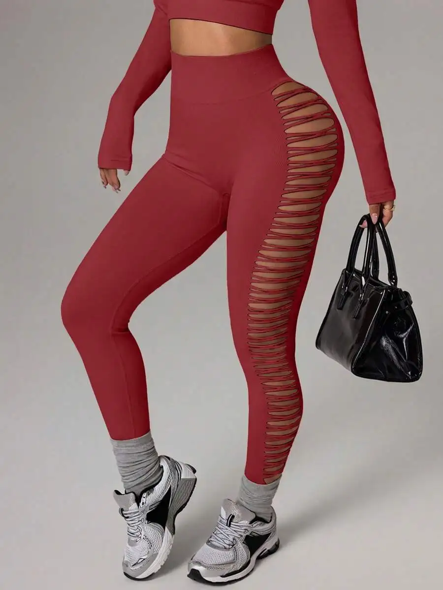 Slayform Slayform Seamless Sports Yoga Capri Leggings/High Waist Tummy Control/Mesh Side Design/Fashionable