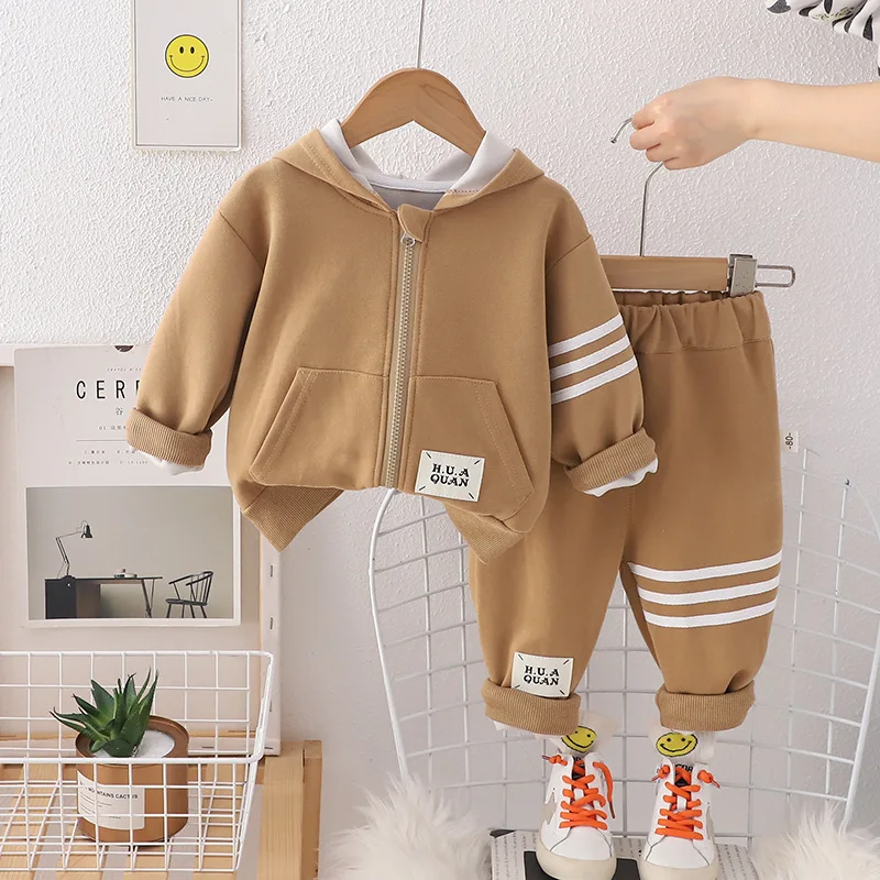 Spring Autumn Korean Toddler Girl 2PCS Clothes Set Cotton Long Sleeve Striped Hoodies Ealstic Waist Pant Suit Kids Girls Outfits