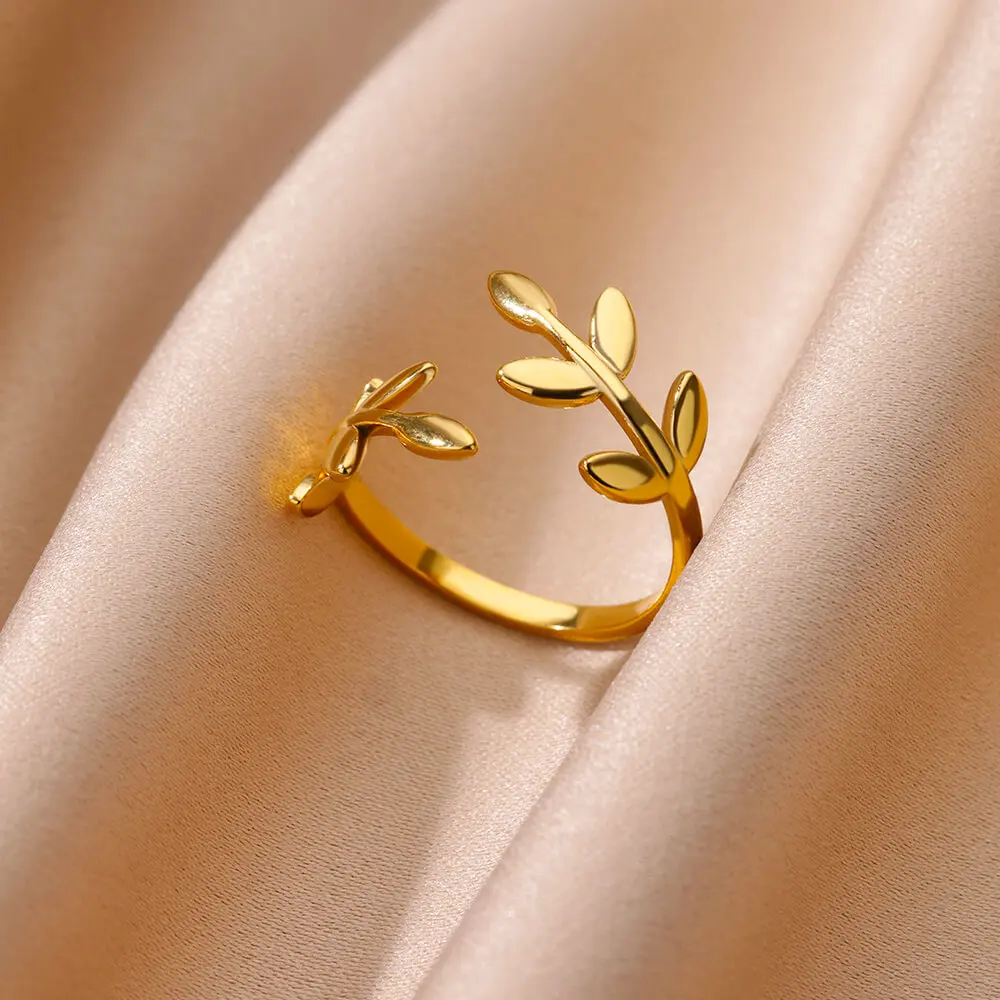 1 PCS Stainless Steel White Cat\'s Eye Round Open Ring Gold Color Adjustable Rings For Women Party Vacation Couple Jewelry Gift