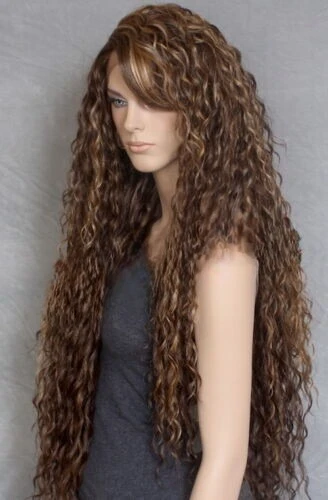 Haarmischung, volle Lace-Front-Perücke, gewellt, braun, Hitze, OK WBSM 8-27-613
