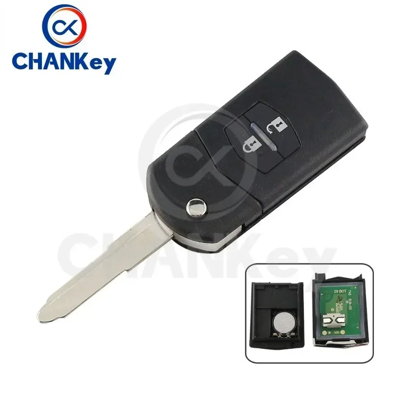 CHANKey 2 Button Upgraded Flip Remote Car Key For Mazda  3 6 CX7 CX9 RX8 Visteon CX-10 433MHz 4D63 Chip Uncut Blade Auto Parts