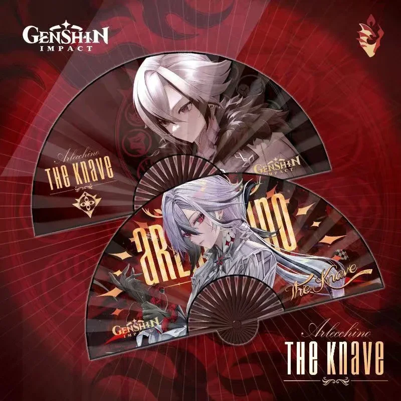 Anime Genshin Impact Cosplay de dibujos animados en verano, lindo abanico de seda plegable grande, juego para estudiantes, regalo de cumpleaños de Navidad, enviar amigo