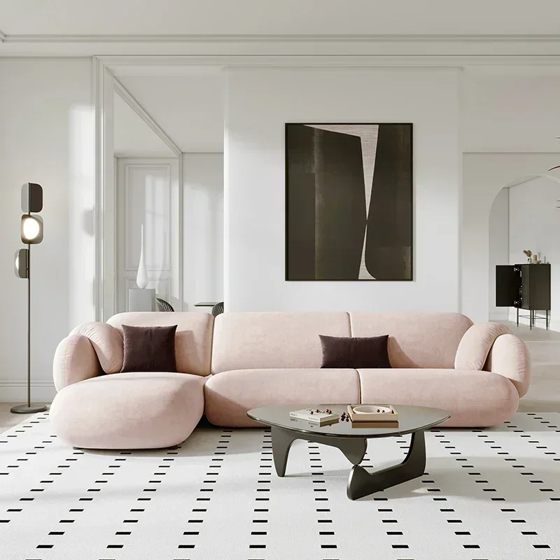 كرسي بذراعين منحني أريكة حديثة وردي الحد الأدنى أرضية خشبية الكبار غرفة المعيشة أريكة Canape كرسي القراءة أثاث غرفة نوم Divano