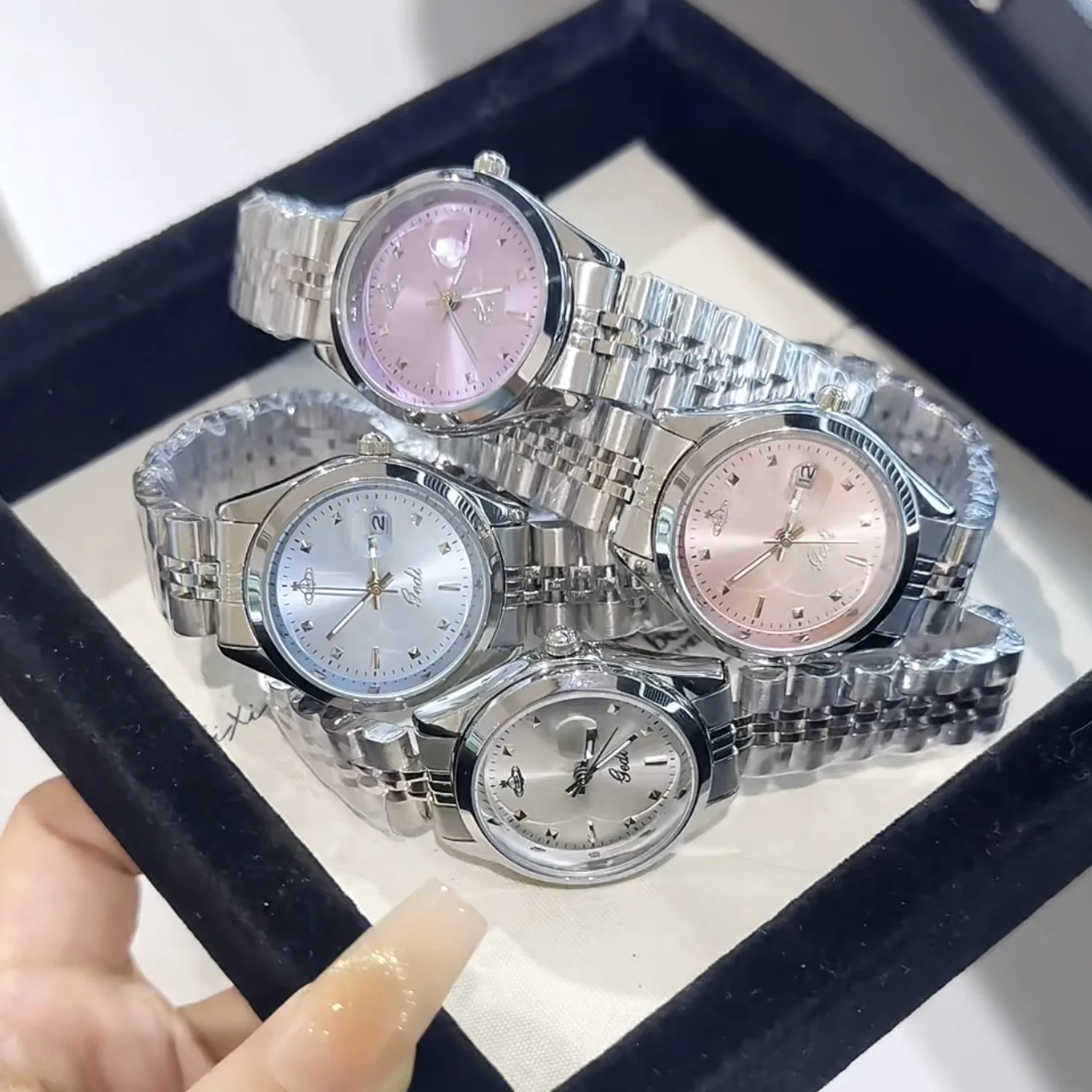 ساعة كوارتز كلاسيكية متعددة الاستخدامات بتقويم كلاسيكي للسيدات، مجموعة من الساعات الراقية، ساعة يد نسائية من الفولاذ المقاوم للصدأ. #5