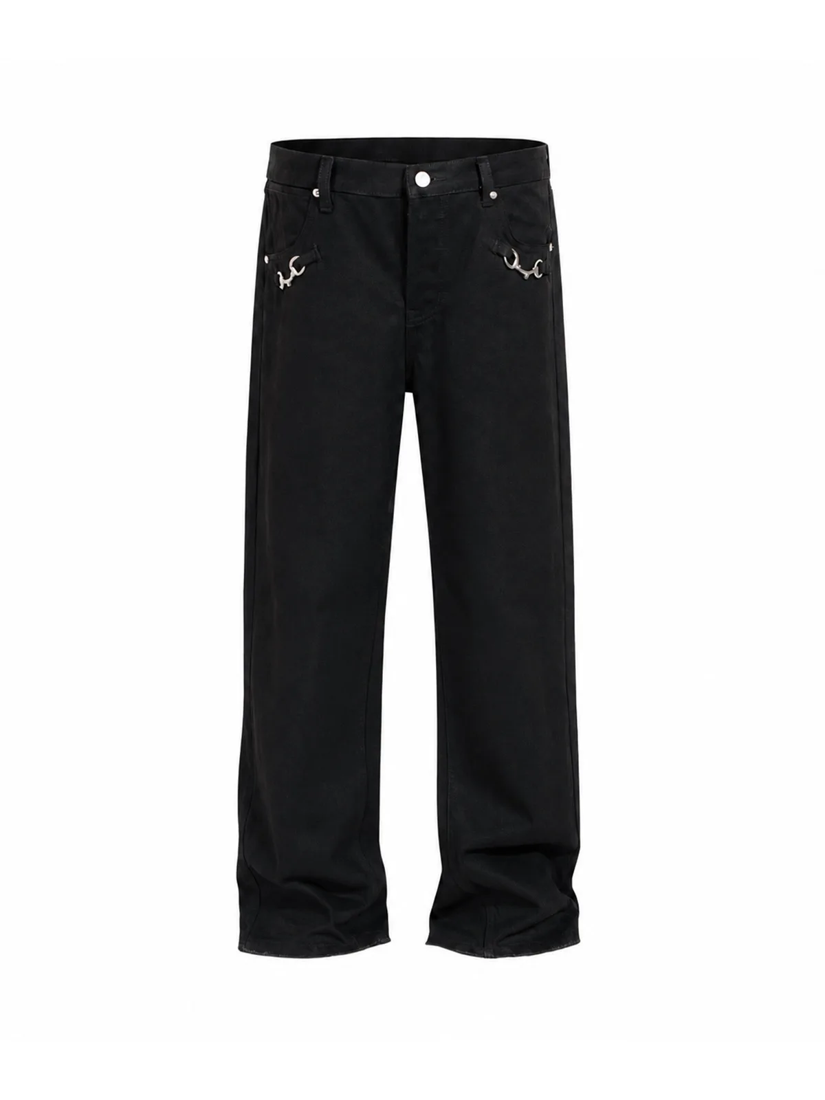 MIJKO Metal Buckle Straight Jeans TJ189
