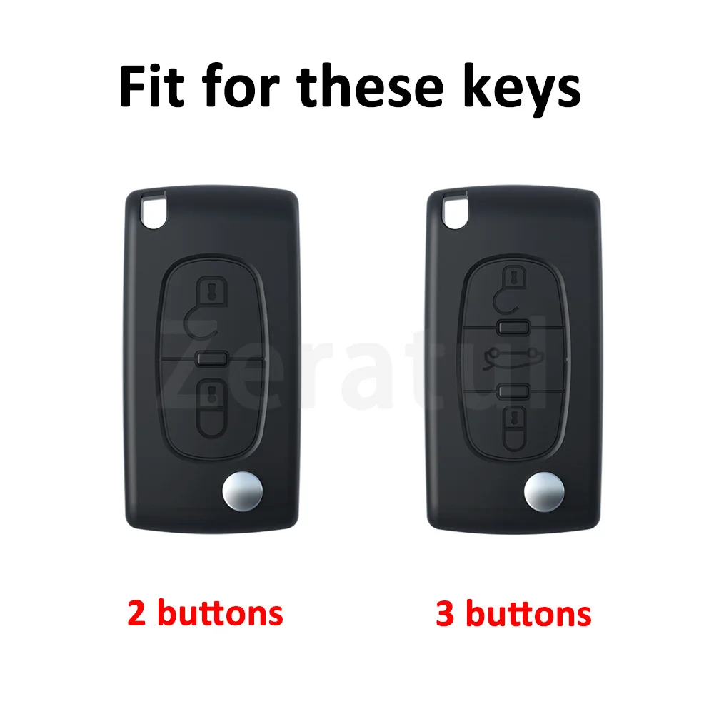 For Peugeot Partner Tepee 207 307 308 407 For Citroen C-Crosser C3 C4 Picasso Berlingo Case 2 3 Button Key Case Cover Keychain