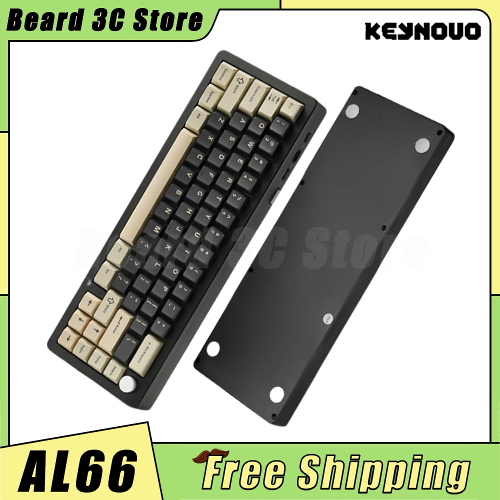 YUNZII AL66 Mechanical Keyboard Three Mode Aluminium Alloy Multifunctional Knob Wireless Gaming Keyboard Hot Swap RGB Pc Gamer