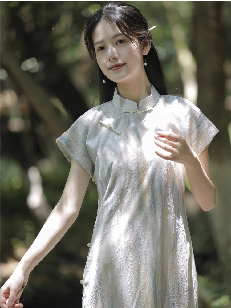 

Rune Diamond Sle Ele Vintage Long Midi One-Piece Open-Kimono Summer Dr Slimming Waistline Gown