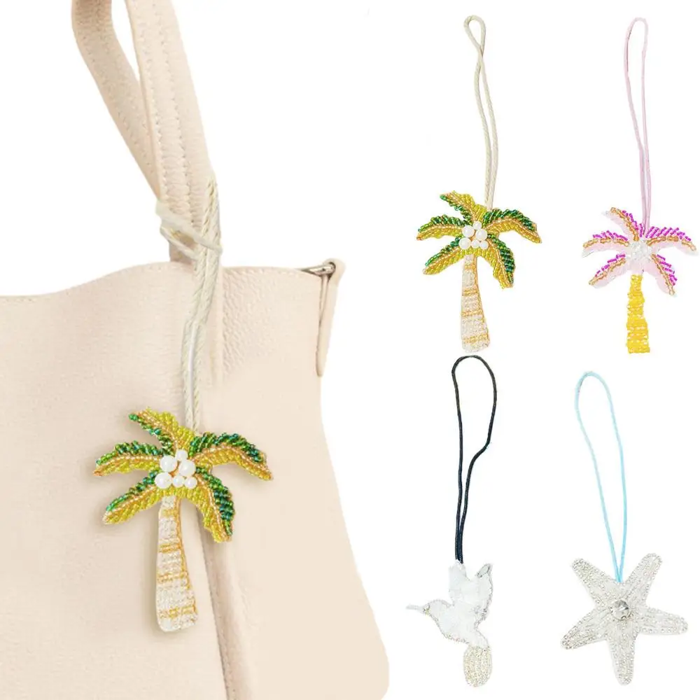 

3D Handmade Sequin Rhinestone Beading Coconut Tree DIY Decors Lanyard Applique Bag Lanyard Crystal Beaded Sewing Pendant 2025