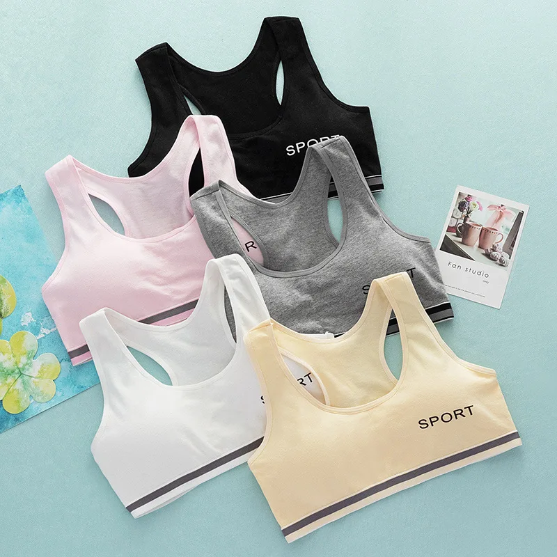 Girls Bra Cotton Children Girls Vest Students Comfortable Breathable Sports Bra No Steel Ring Underwear 7-16Y Kids Bra