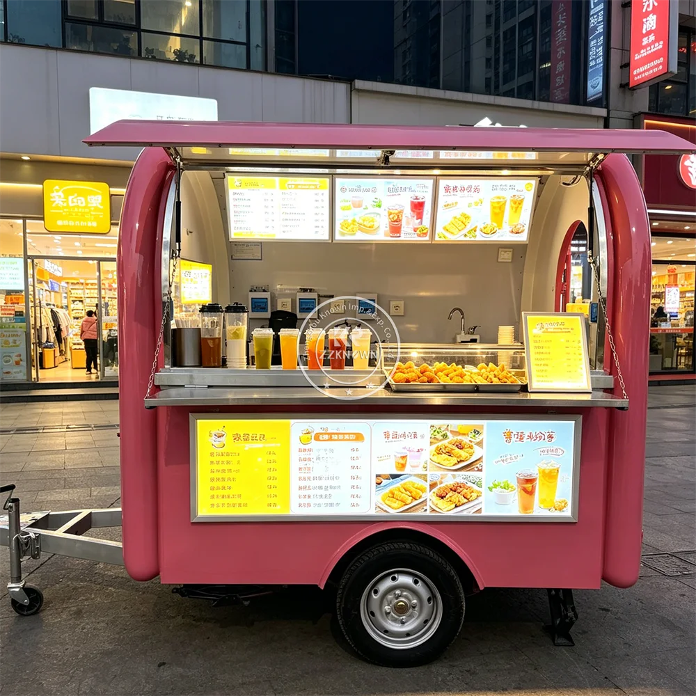 

Kitchen Trailer Mobile BBQ Van Street Catering Trailer Concession Pizza Grill Food Truck With Stainless Steel Kitchen