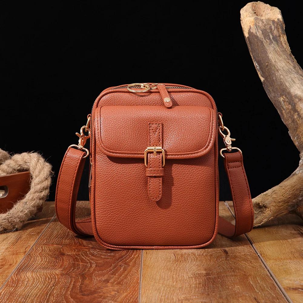 Tas Kulit Selempang Vintage Anti Maling Tas Selempang untuk Wanita Pria