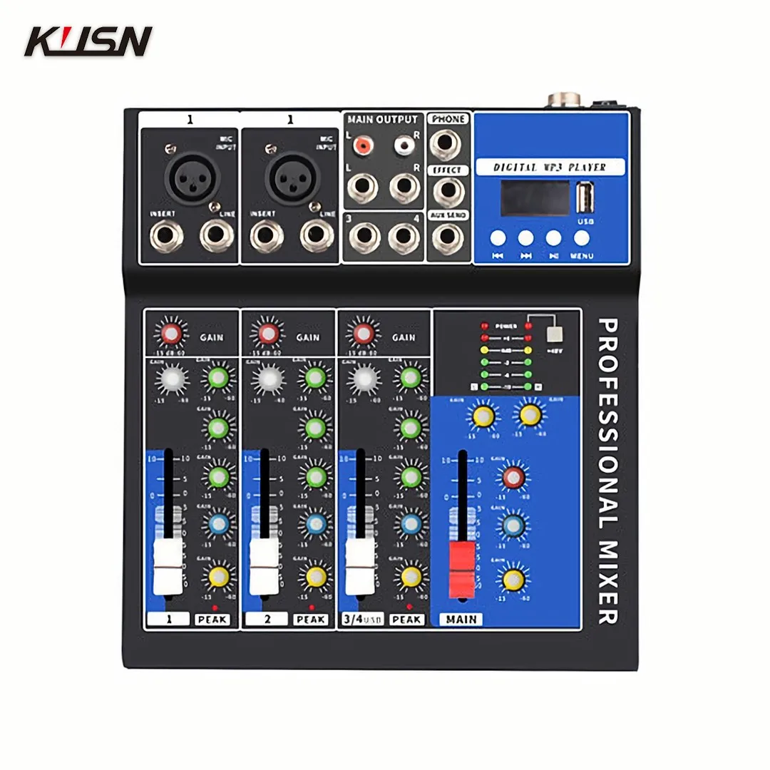 

4 Channel Mixer Professional Powered Audio Mixing Soundcraft Mini Sound Power Console Mixer with Bluetooth USB