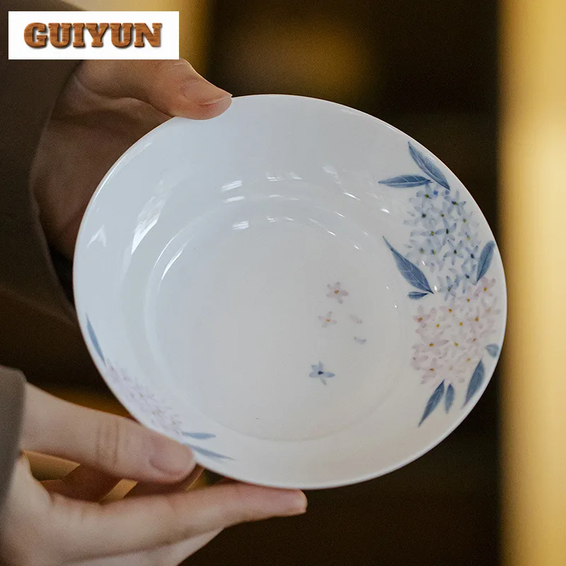 

Hand-painted Embroidered Ball Flower Jade Clay Pot Bearing Holder Boutique Dry Brew Table Tea Tray Household Dahongpao Tea Items