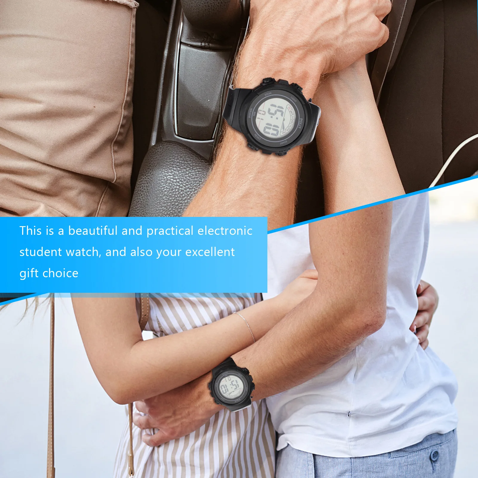 Luminous Waterproof Students Black Kids Calendar Alarm Students Watch For Sports Electronic Watch Bracelet Watchb