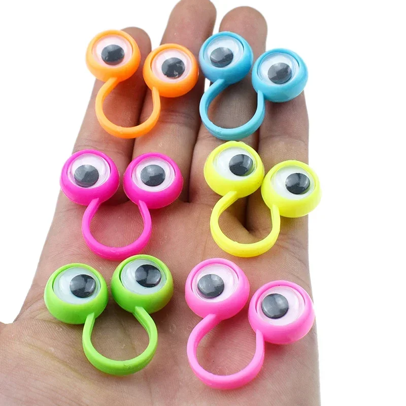 10pcs Cute Large Eye Finger Ring Child Toys Baby Shower Birthday Funny Party Favors Activities Small Gifts Finger Decor Supplies