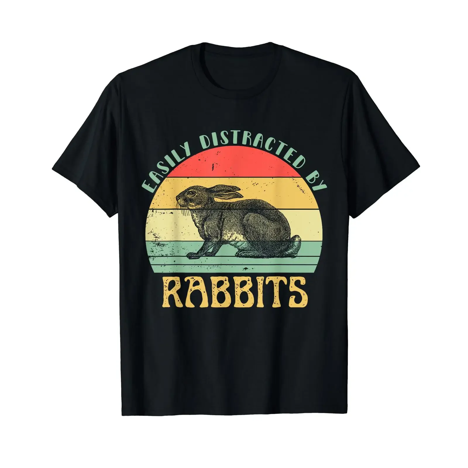 Easily Distracted By Rabbits Funny Retro Bunny Lover T Shirt vintage Washed Casual Slightly Stylish designer clothes graphic