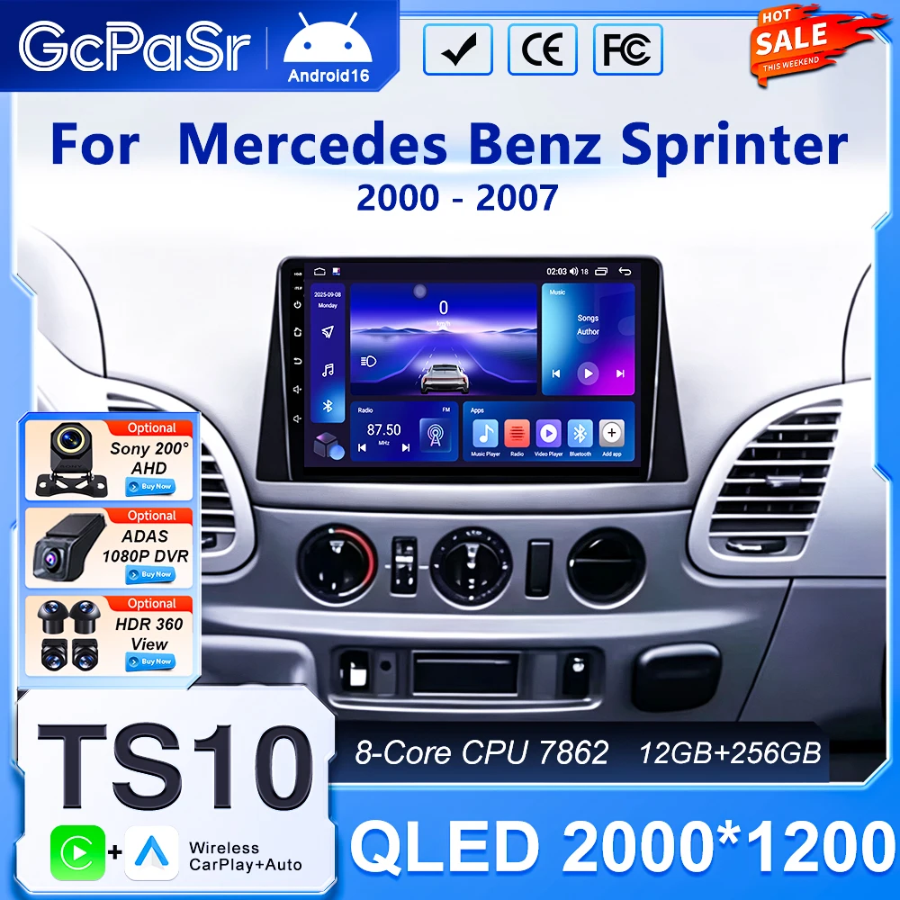 Android Car Radio For Mercedes Benz Sprinter 2000 2001 2002 2003 2004 - 2007 Carplay Multimedia GPS Navigation Stereo Screen DVD