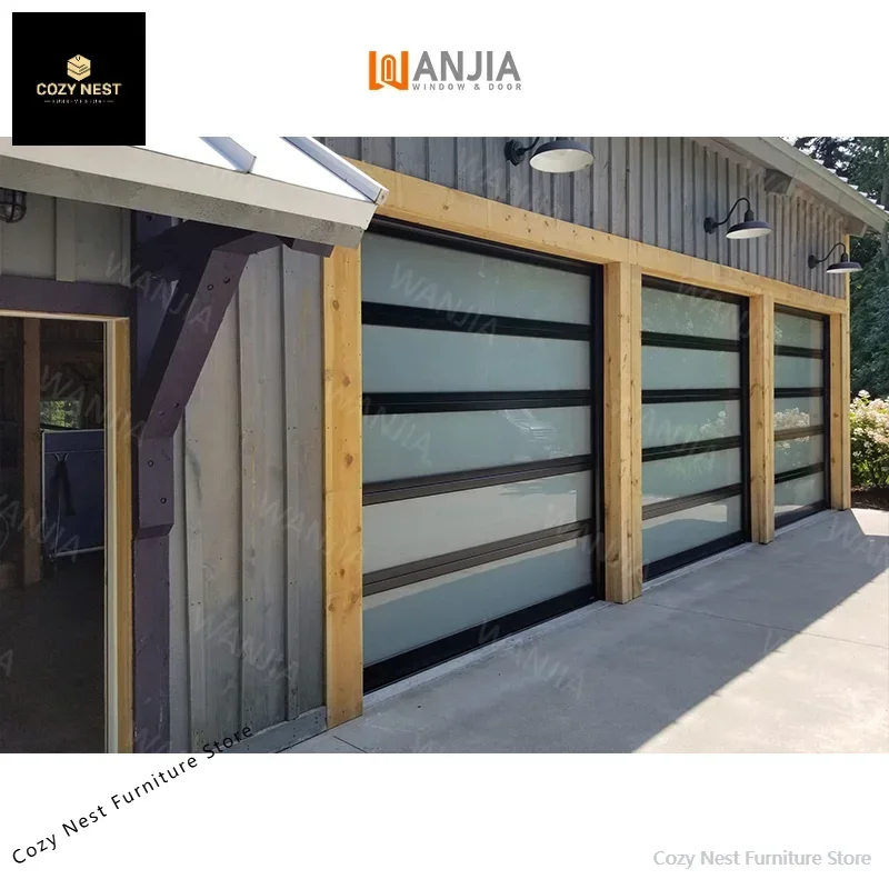 

16x8 Customized Smart Automatic Sectional Insulated Garage Door Garage Tilt up Rolling Door Aluminum Glass Garage Door