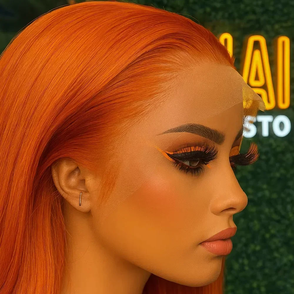 Peluca con malla Frontal naranja jengibre recta de hueso pelucas de cabello humano de color rubio vietnamita para mujeres peluca Frontal de encaje 13x6 cabello crudo