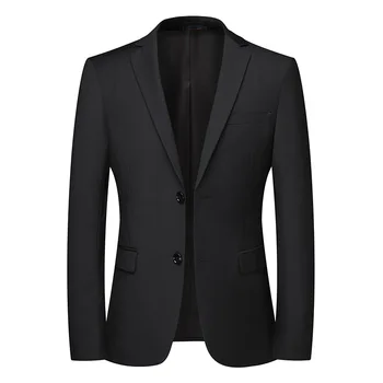 Blazer New Men's Fashion Business Solid Color British Style Professional Work Groom Wedding Dress Best Man Blazer Jacket 2