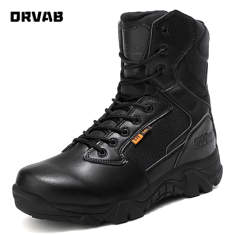 Mens Tactical Boots Mens Desert Waterproof Work Safety Shoes Climbing Hiking Shoes Ankle Mens Outdoor Boots