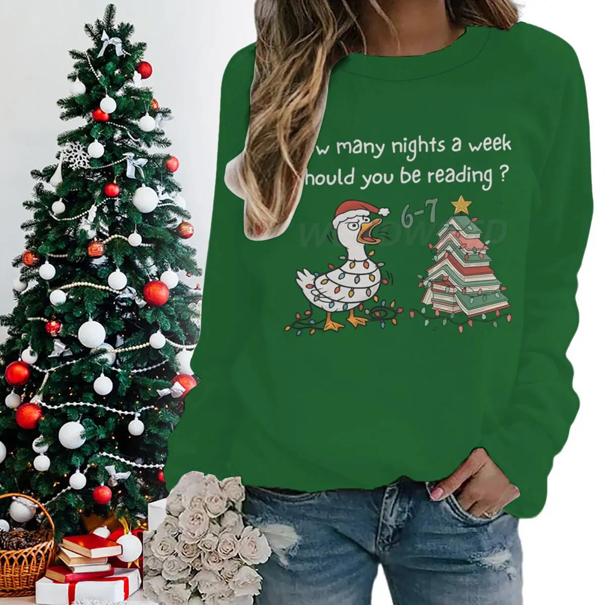 Literary Humor Long Sleeves Sweater Funny 6 7 Meme Graphic Sweatshirts for Women Book Lover Six Seven Memes Casual Tops