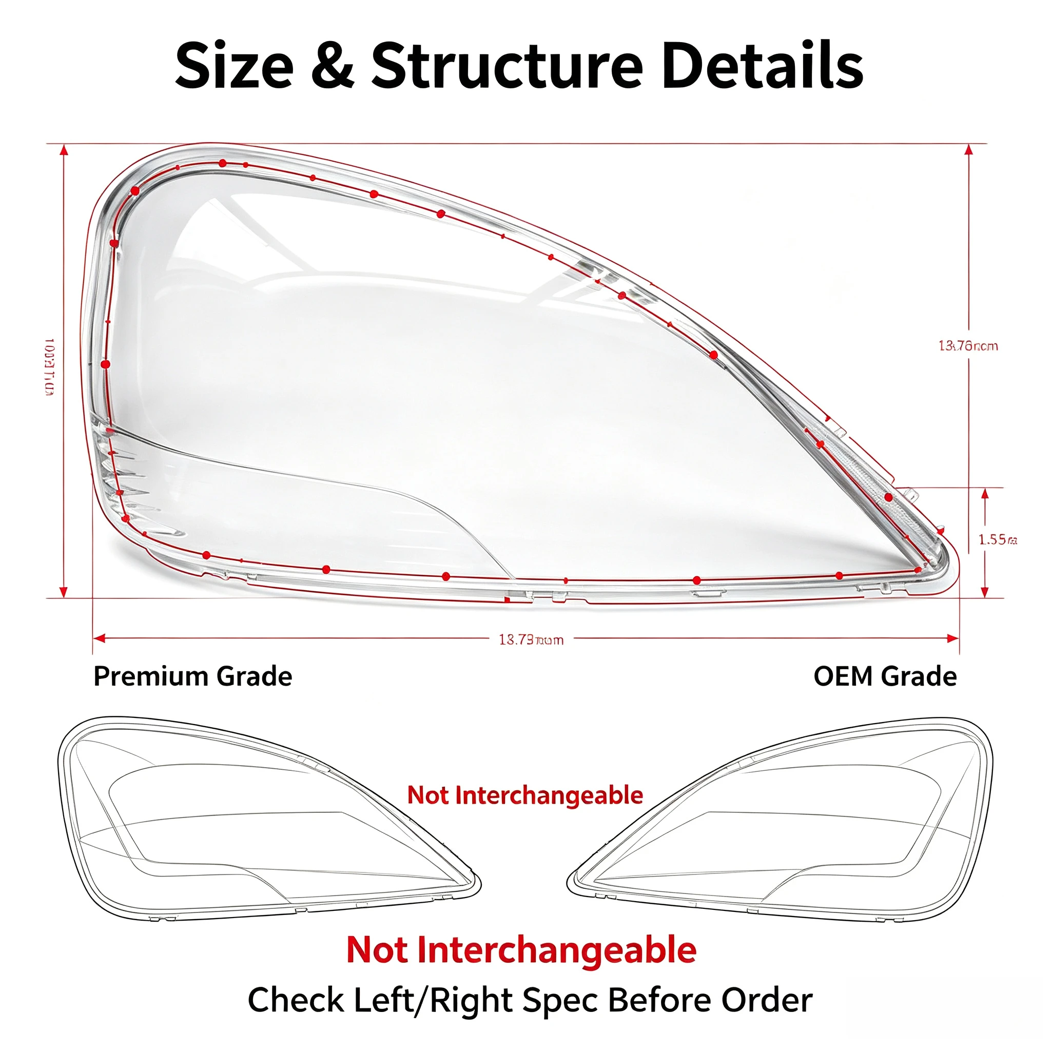 Moggic Clear Headlight Lens Cover Compatible With Lexus LS430 1999 2000 2001 2002 2003 LS460 LS600h Front Left Right Side