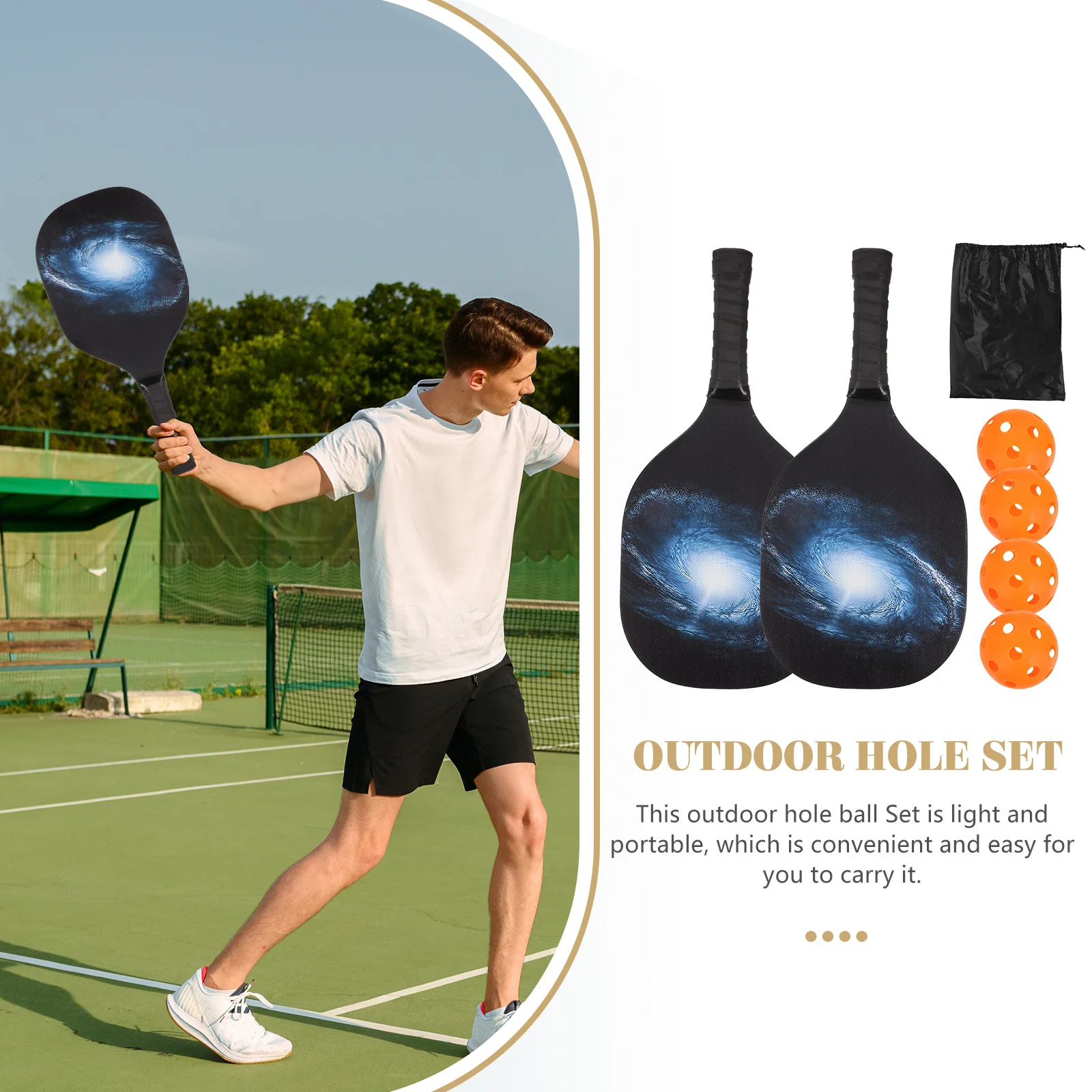 

1 set Toy Set Set 4 Balls Anti Slip Grip Balls Carrying Bag Anti Slip Outdoor Hole Ball Kit H Hole Ball Toy Rackets