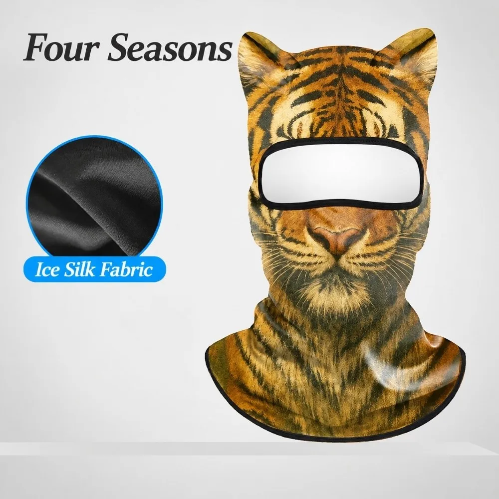 Animal Pattern Balaclava Mask Windproof Ice Silk Full Face Mask Breathable Lifelike Eared Head Cover Cycling/Party/Outdoor