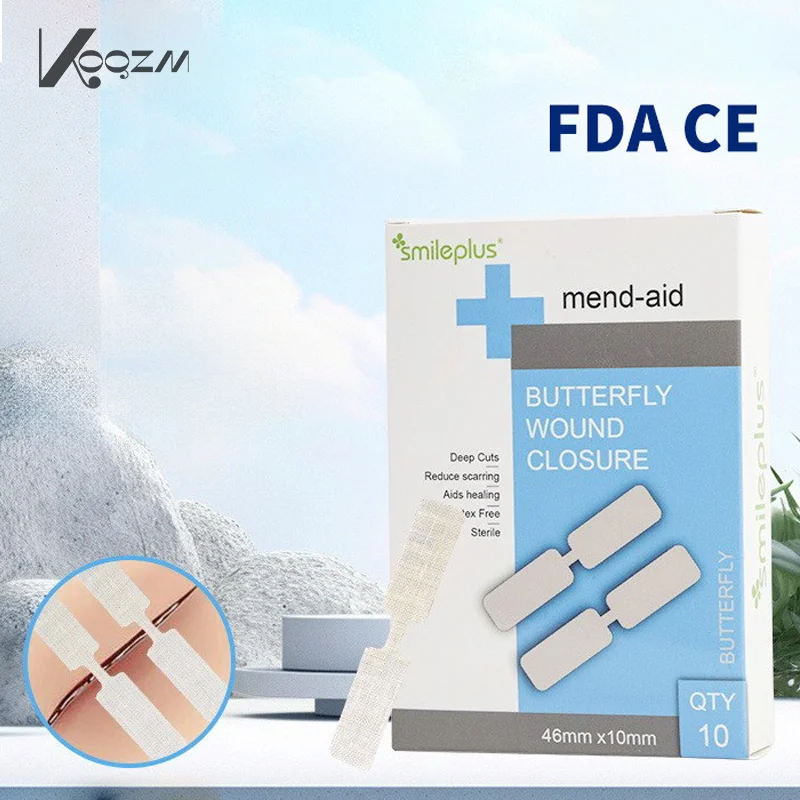 Dispositivo de fechamento de ferida indolor, Band-aid Zipper, Sutura Dressing Patches, Zip Sutura Redutor, 10pcs