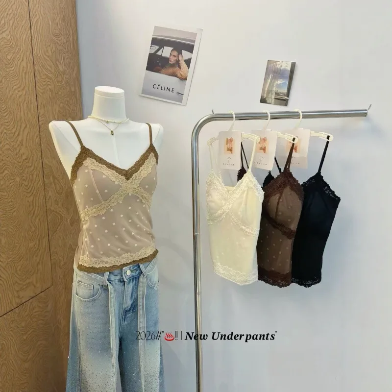 New Fall Collection: French Brushed Lace Strapless Tank Top for Women with Padded Cups—back-Highlighting Underwear