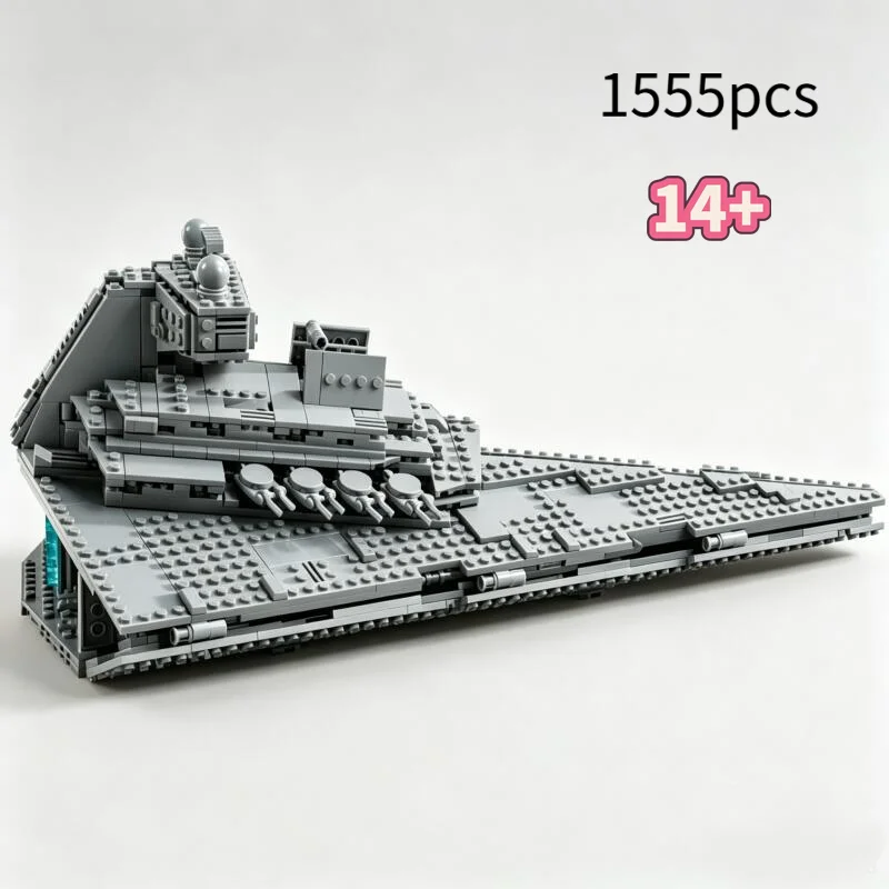 

In Stock 2026 1555Pcs 75394 Space Battle Cruiser Building Block Set Science Fiction Military Warship Bricks For Festival Toys