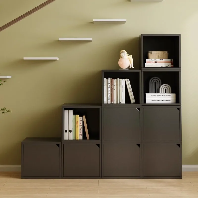 Bookshelf Floor-to-ceiling shelf Living room against the wall Simple and free combination Lattice cabinet Storage cabinet