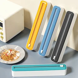 New 2-in-1 Plastic Wrap & Foil Dispenser with Slide Cutter - Durable Kitchen Organizer with Suction Cup Base for Home Use