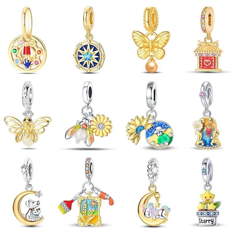 

Fit 3mm 925 Original Bracelets 925 Silver Color Cheese Bear Firefly Rainbow Horse Yellow Charms Beads DIY Luxury Jewelry