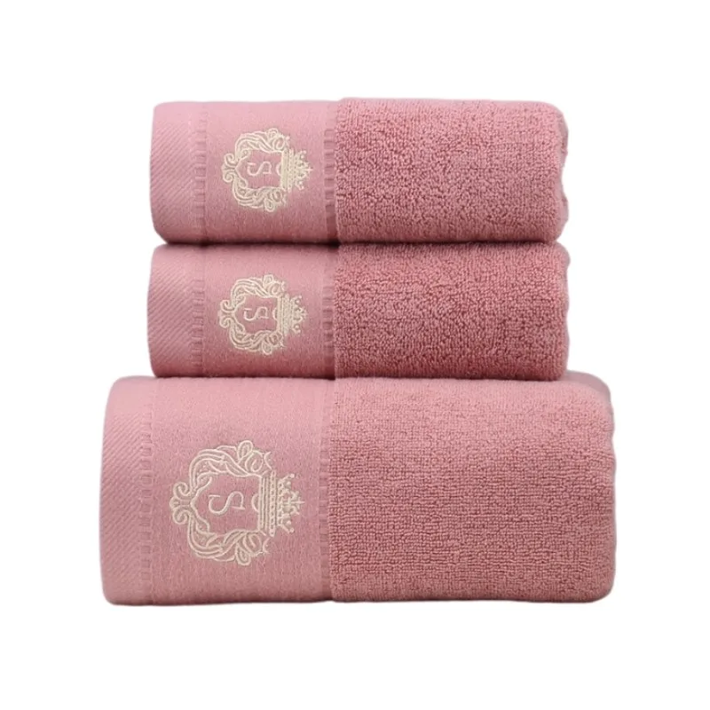 Set of 3 Cotton Towels Set 2pcs Hand Face Towel 34X74cm and Oversized Bath Towel 70x140cm Home Daily Use Personalized Gift Towel