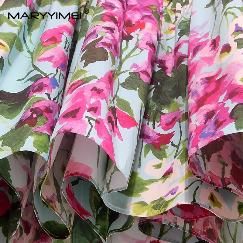 MARYYIMEI Fashion New Summer Fashion Women\'s Floral-Print Casual Cotton Skirt