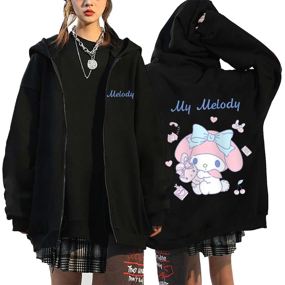 Essentiële Hoodies Dames Cardigan Rits Hoodies Sanrio Hello Kitty Kuromi Lange Mouw Dames Herfst En Winter Sweatshir