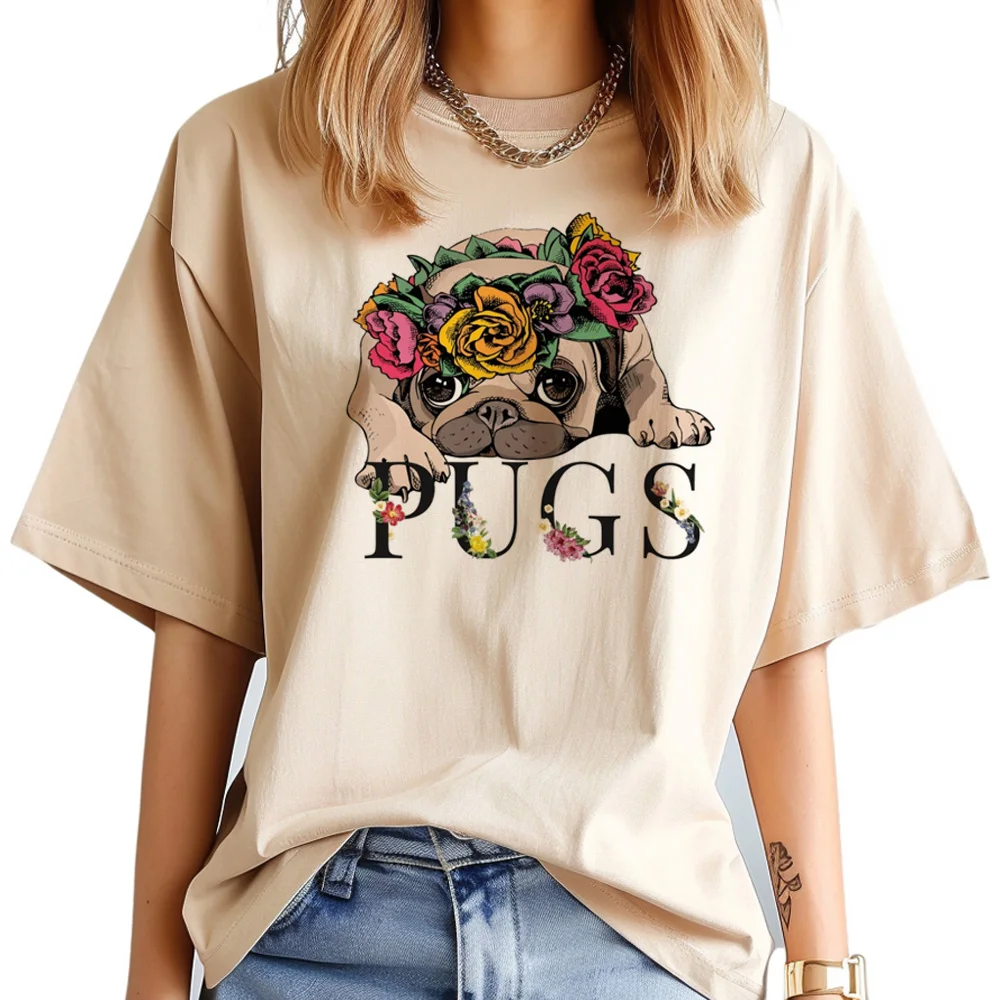 Pug t-shirts women Y2K tshirt girl anime funny clothes