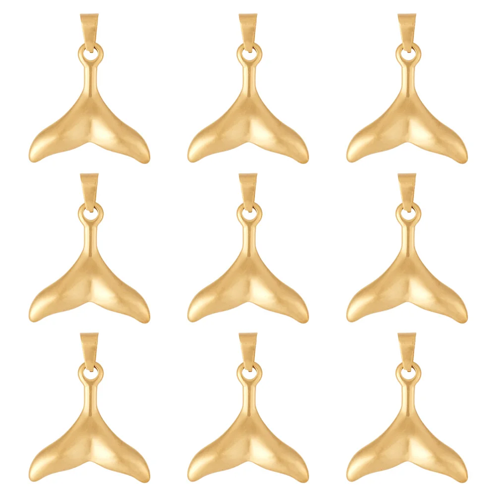 

Pandahall 10pcs Whale Tail Shape Stainless Steel Pendants With Snap on Bails Metal Charms For Necklace Bracelet Jewelry Making