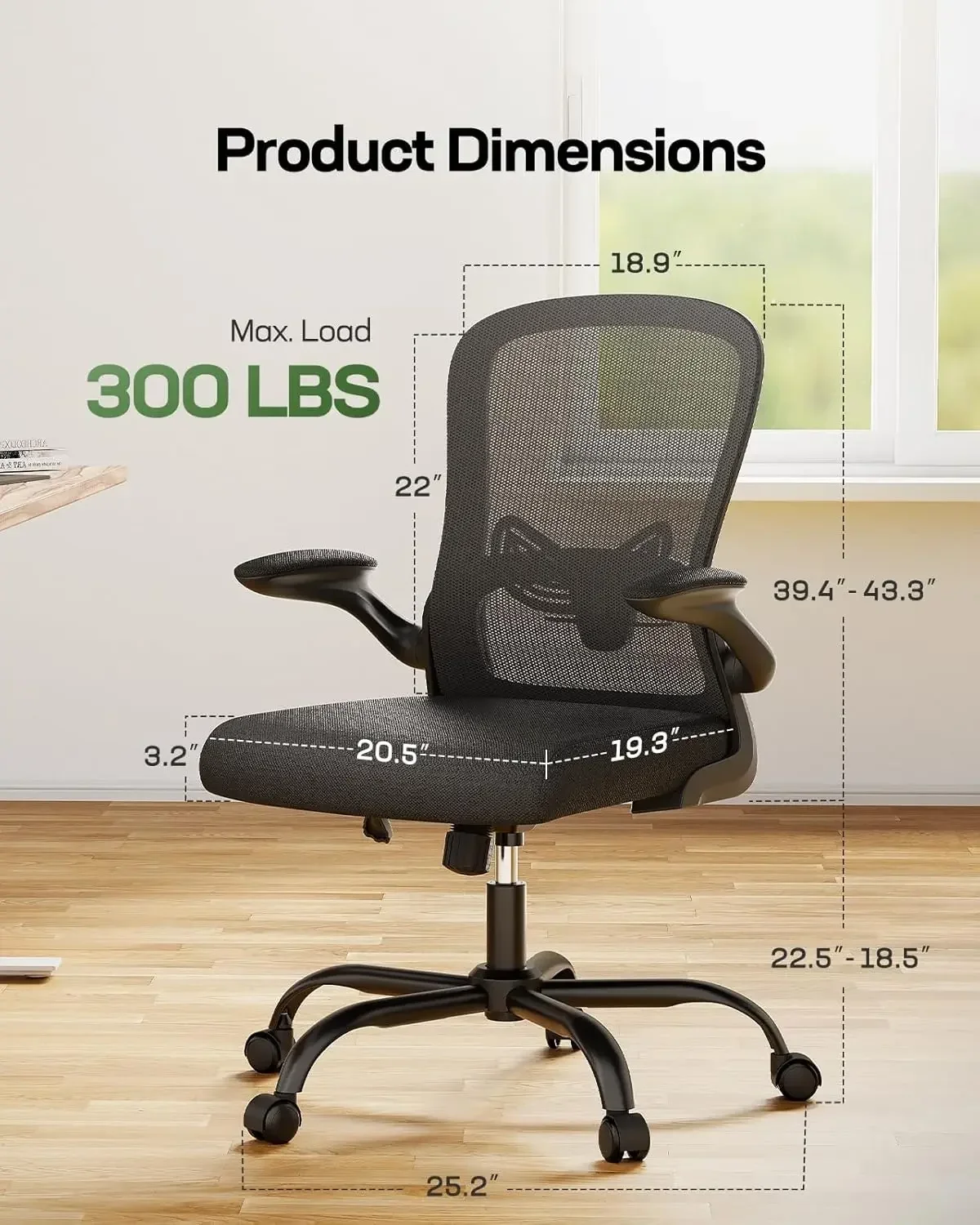 Office Chair Ergonomic-Desk Chair: Mesh Back Home Office Chair with Adjustable Lumbar Support, Computer Desk Chair
