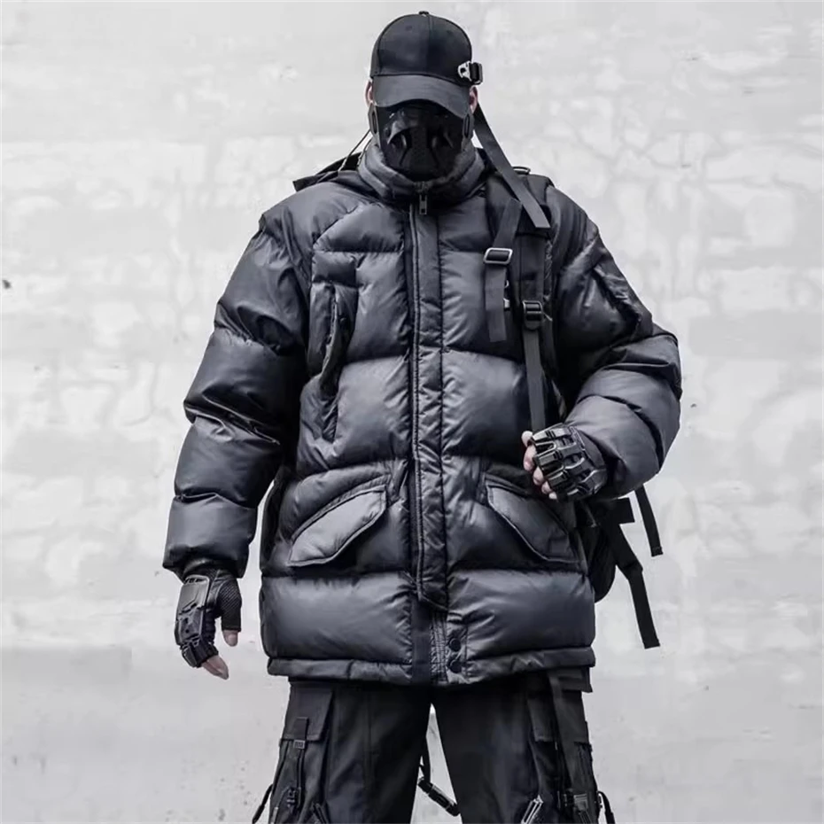 2024 Winter Black Parkas Jackets Men Tactical Puffer Padded Jacket Coats for Men Streetwear Hip Hop Thick Jackets Men Clothes