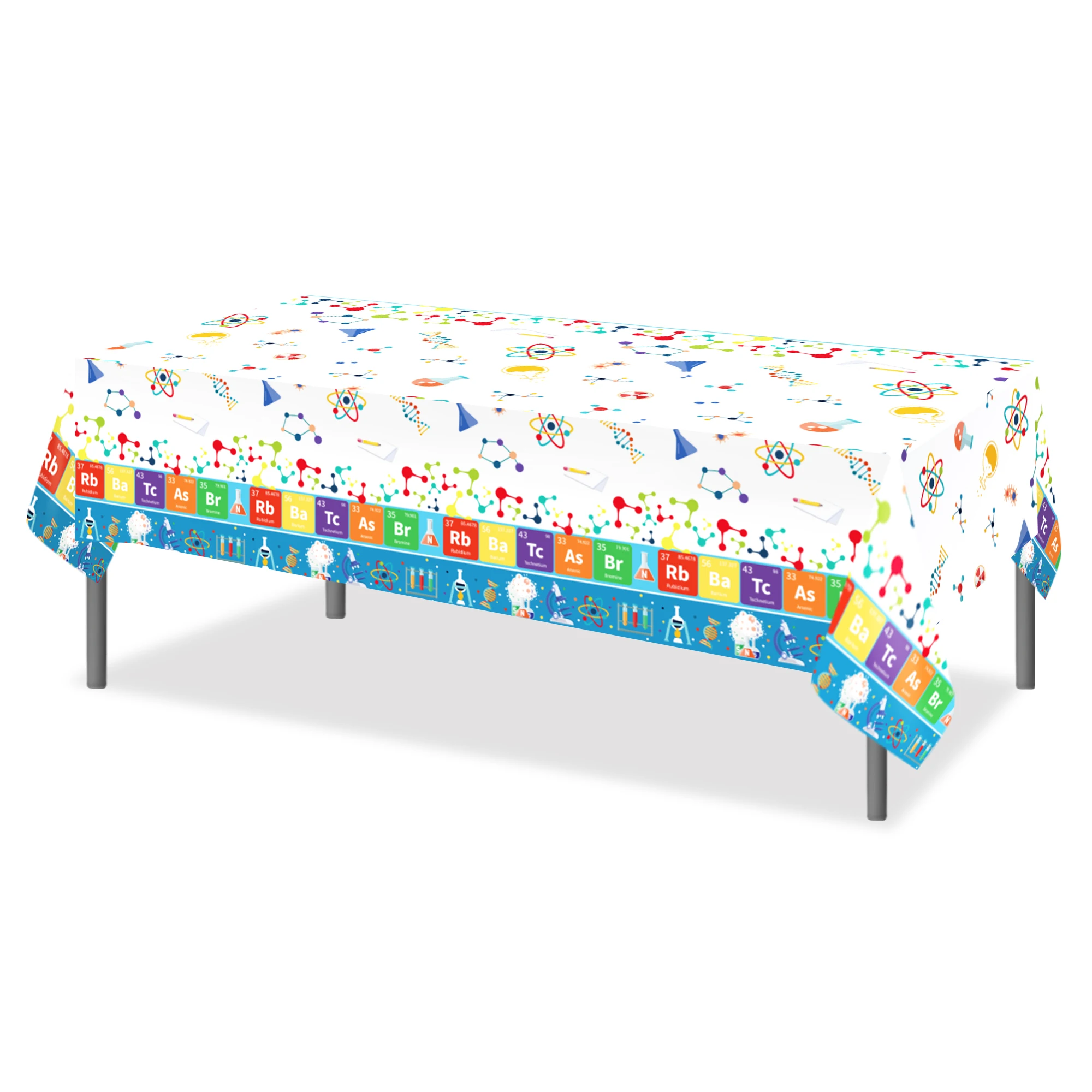 130*220cm Scientist Chemical Birthday Party Disposable Tablecloth Science DNA Camping Mat Table Cover Baby Shower Party Decor